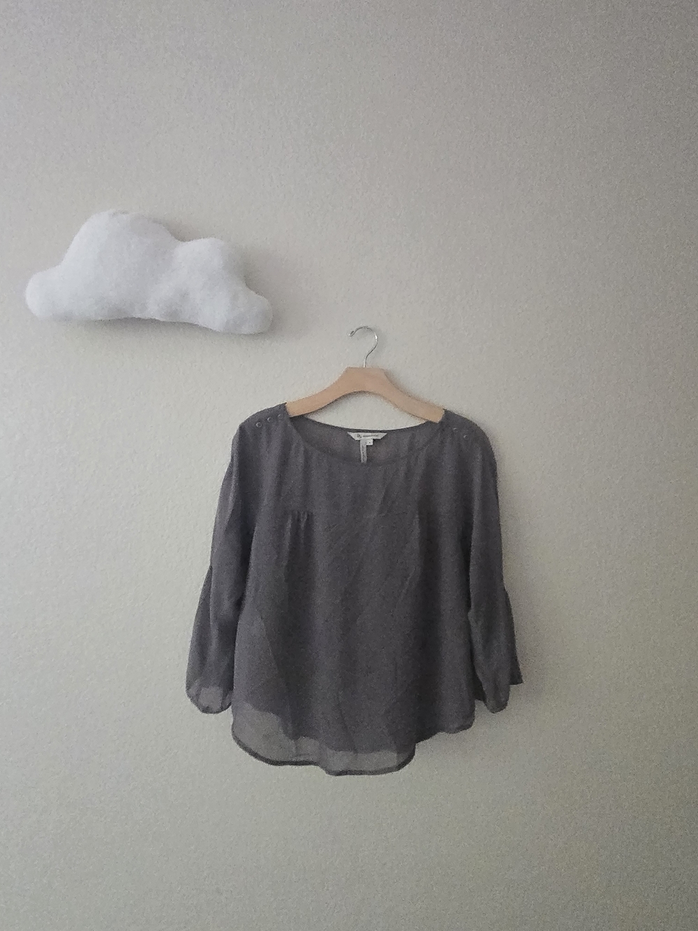 BCBG Generation Sheer Charcoal Gray Blouse Size S
